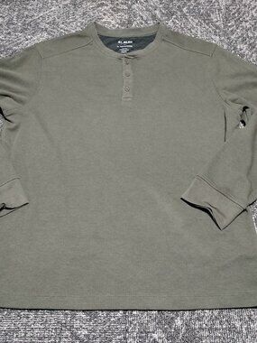 01.ALGO Men's XL Performance Olive Green Henley Long Sleeve Shirt Quick Dry NWOT